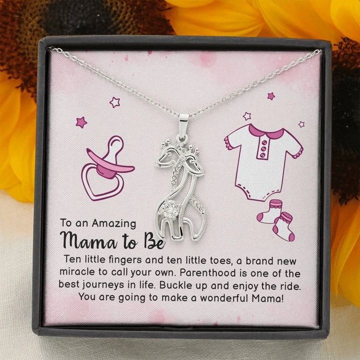 To An Amazing Mama To Be Giraffe Couple Necklace