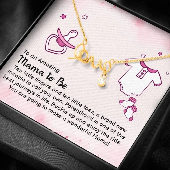 To An Amazing Mama To Be Scripted Love Necklace