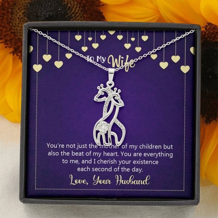 Happy Anniversary You're Not Just The Mother Of My Children Giraffe Couple Necklace