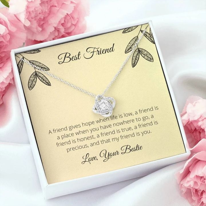 A Friend Gives Hope When Life Is Low Love Knot Necklace