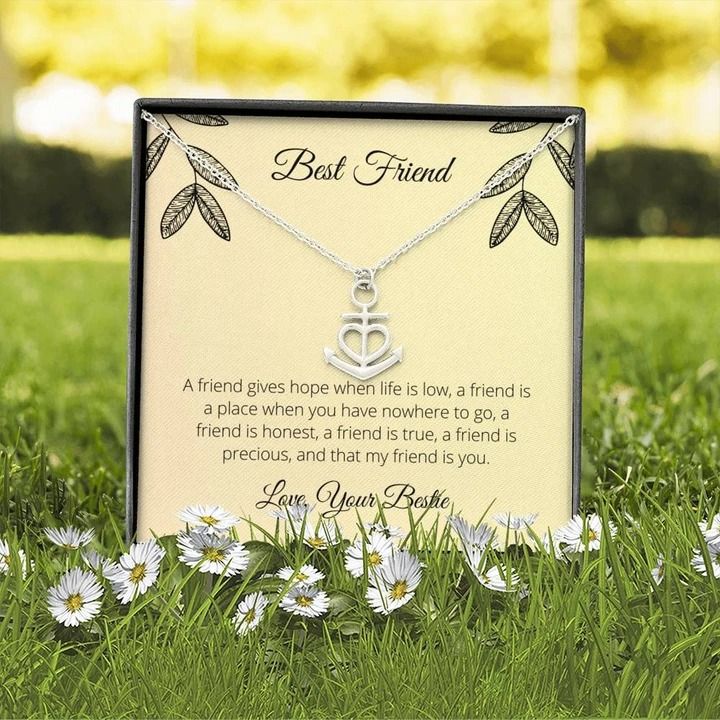 A Friend Gives Hope When Life Is Low Anchor Necklace