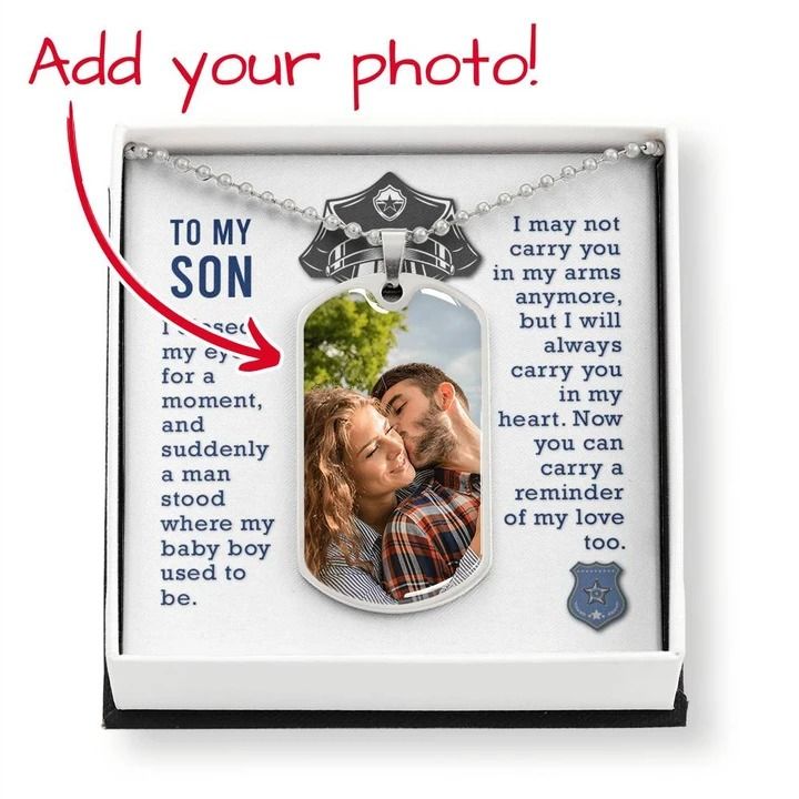 Gift For Son I Closed My Eyes Custom Photo Dog Tag Necklace