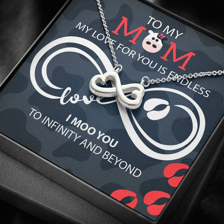 Infinity Heart Necklace Gift For Mom Who Is Cow Lover I Moo You