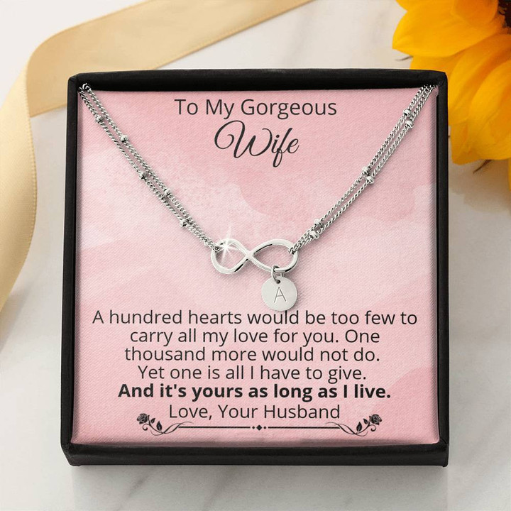 Gift For Wife Infinity Bracelet Hundred Hearts Would Be Too Few To Carry All My Love For You