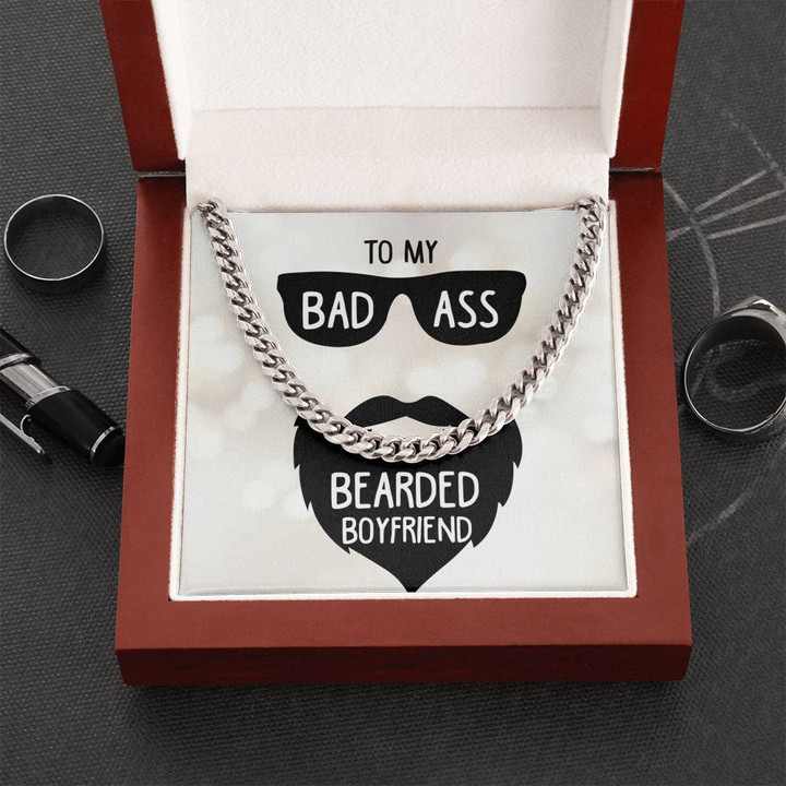 Gift For Boyfriend Badass Boyfriend Bearded Boyfriend Cuban Link Chain Necklace Gift For Him