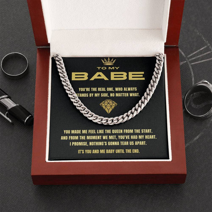 Babe You And Me Until The End Cuban Link Chain Necklace Gift For Him