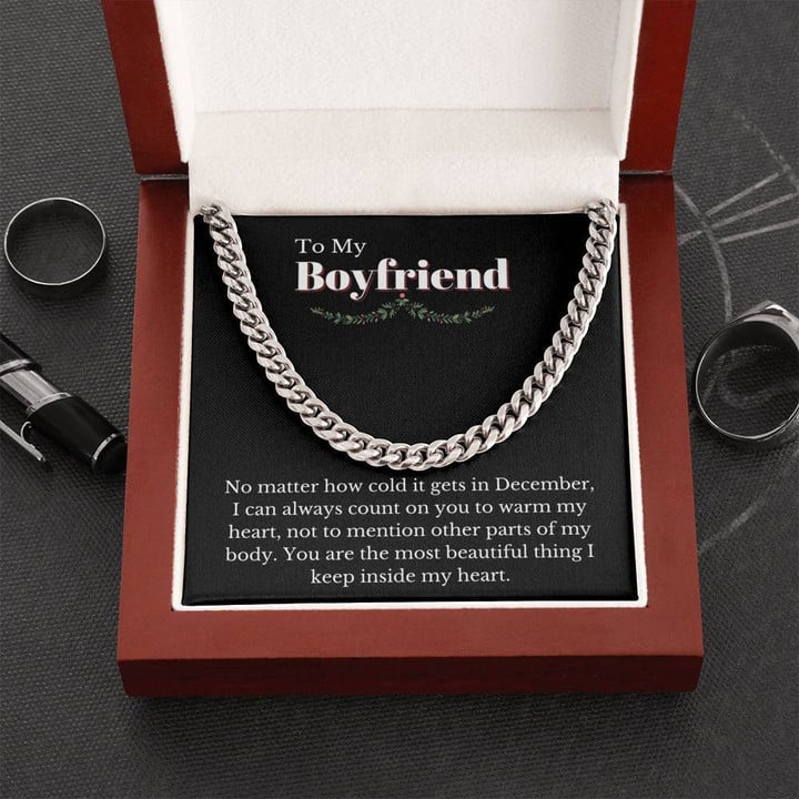 Gift For Boyfriend No Matter How Cold It Gets In December Cuban Link Chain Necklace Gift For Him