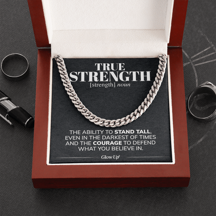 True Strength Stand Tall Cuban Link Chain Necklace Gift For Him