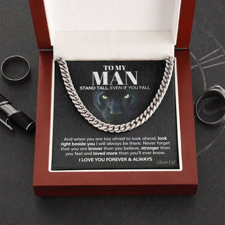 Stand Tall Even If You Fall Cuban Link Chain Necklace Gift For Him