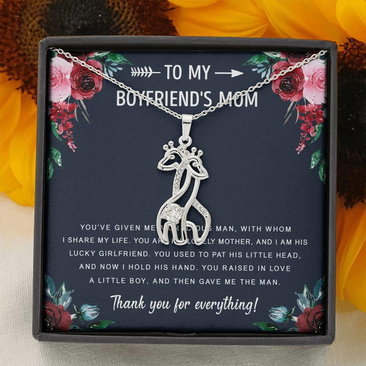 Gift For Mom Boyfriend's Mom Thank You For Everything Giraffe Couple Necklace