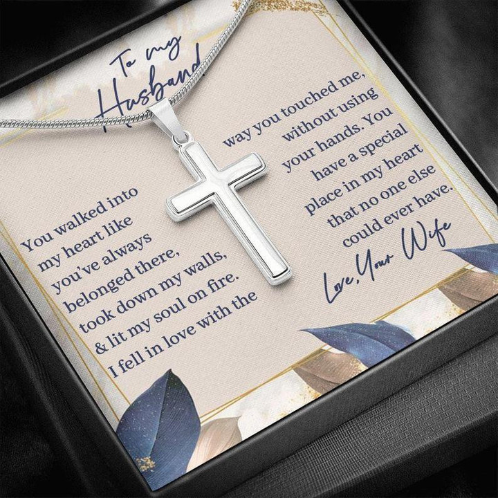 Cross Necklace Gift For Husband You Walked Into My Heart