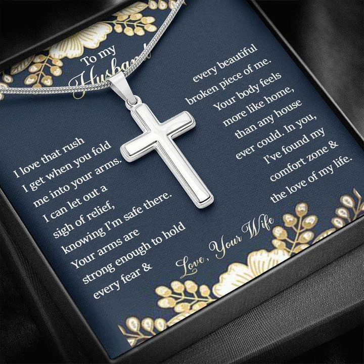 Cross Necklace Gift For Husband Your Arms Are Strong Enough To Hold Every Fear