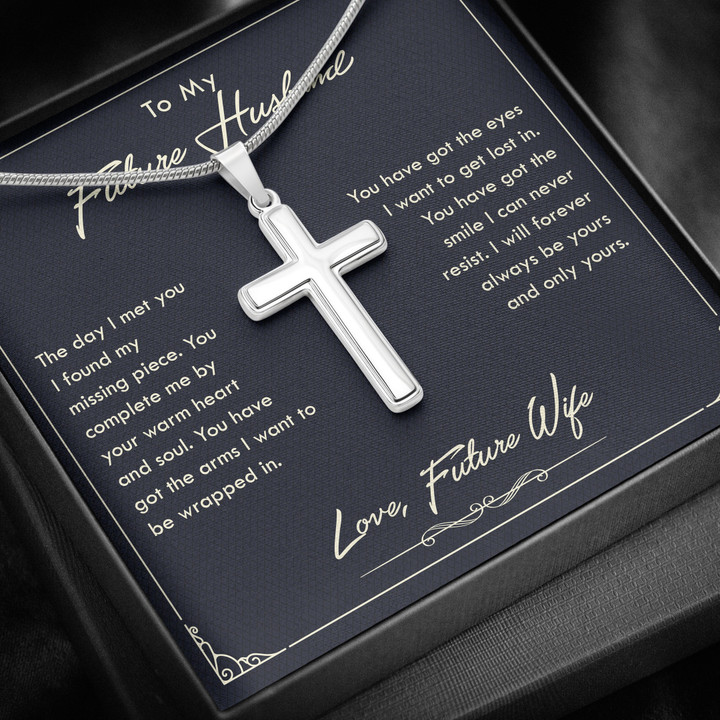 Cross Necklace The Day I Met You I Found My Missing Piece Gift For Future Husband Gift For Him