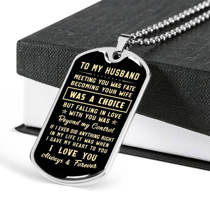 Meeting You Was Fate Dog Tag Necklace Gift For Husband