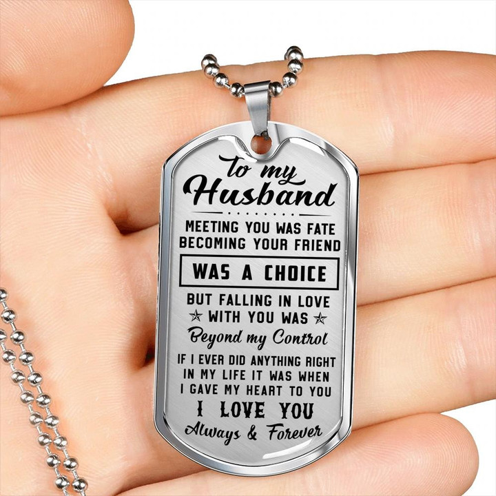 Gift For Husband Dog Tag Necklace Falling In Love With You