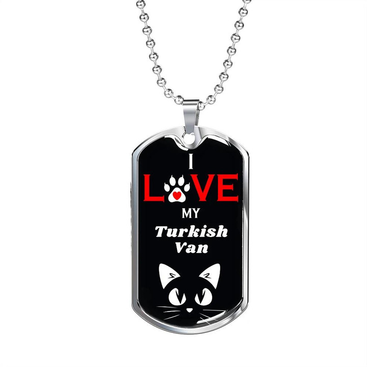 Dog Tag Necklace I Love My Turkish Van Cute Cat Pattern