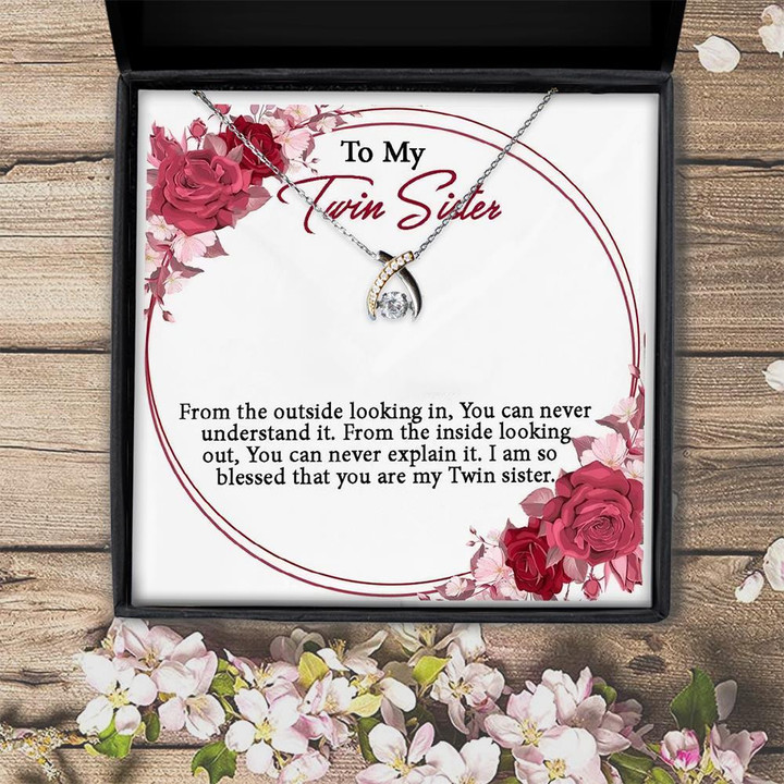 You're My Twin Sister For Twin Sister Wishbone Dancing Necklace