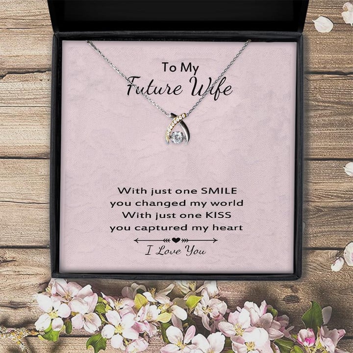 Your Smile Changed My World For Future Wife  Wishbone Dancing Necklace