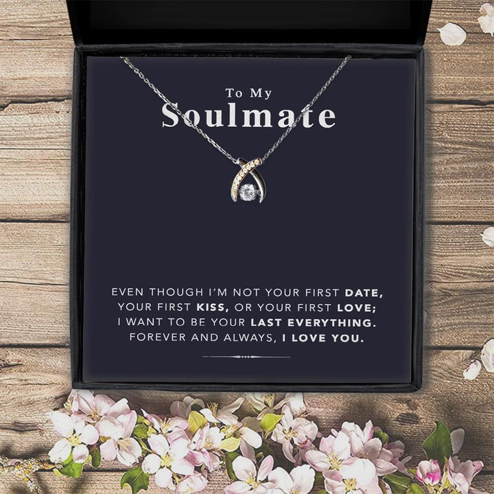 Your Last Everything To Soulmate Gift For Her  Wishbone Dancing Necklace