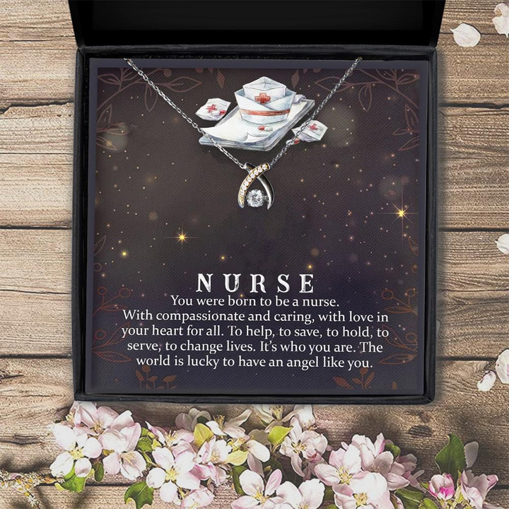 You Were Born To Be A Nurse Gift Wishbone Dancing Necklace