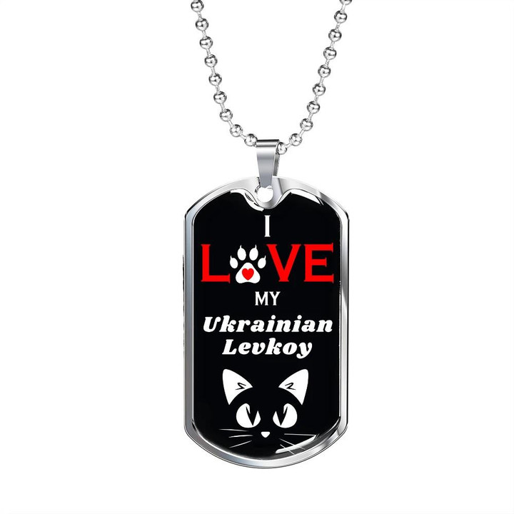 Dog Tag Necklace I Love My Ukrainian Levkoy Cute Cat Pattern
