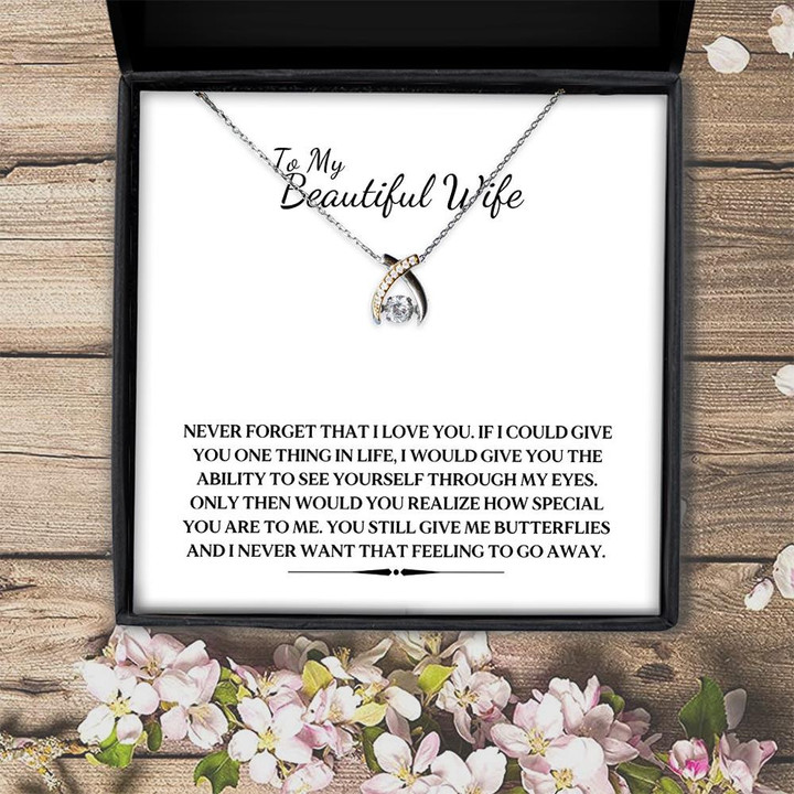 You Still Give Me Butterflies Gift For Wife  Wishbone Dancing Necklace