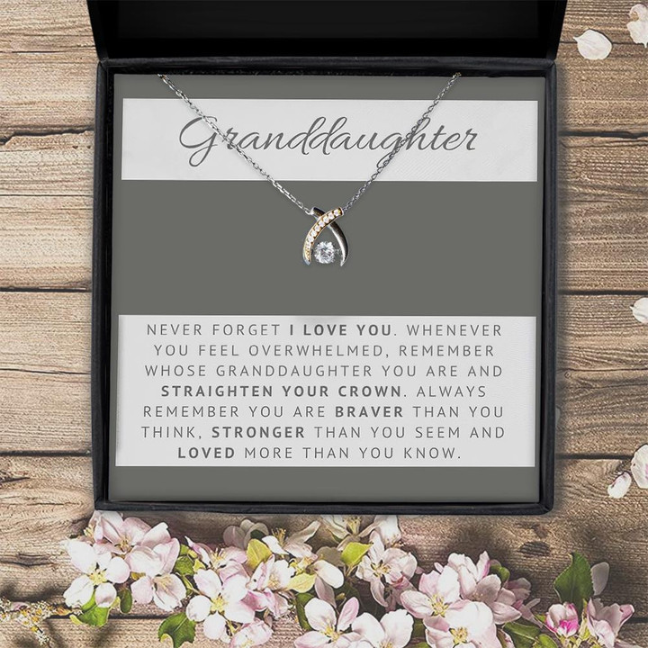 You Are Stronger Than You Seem For Granddaughter Wishbone Dancing Necklace