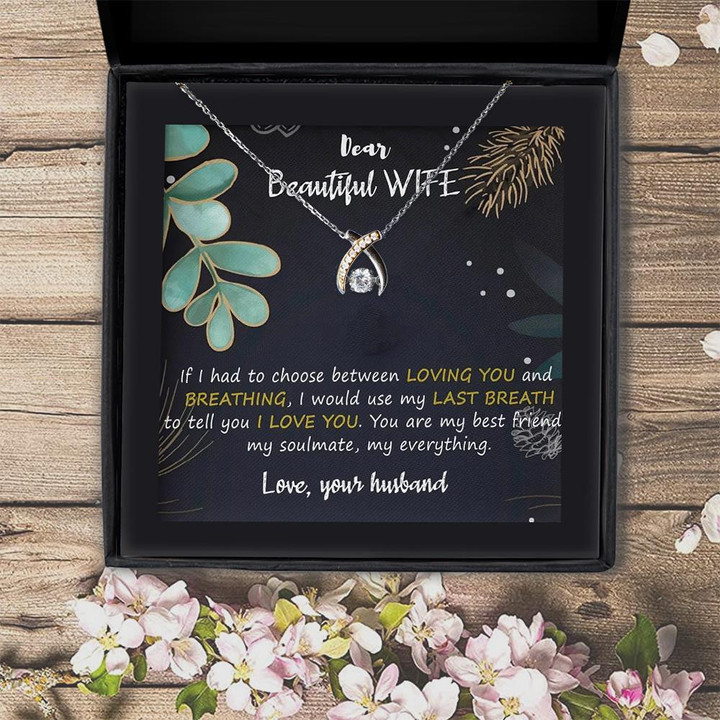 You Are My Everything For Wife  Wishbone Dancing Necklace