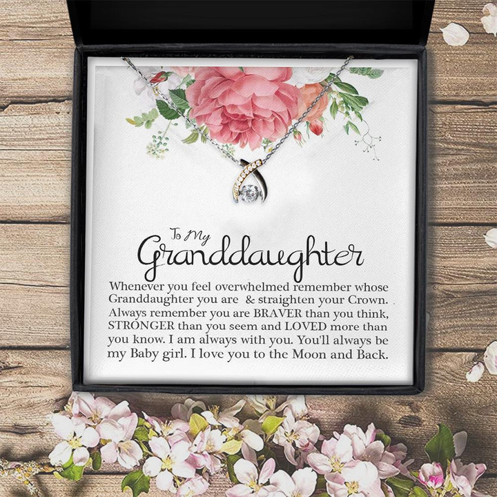 You Are Braver Than You Think Gift For Granddaughter Wishbone Dancing Necklace