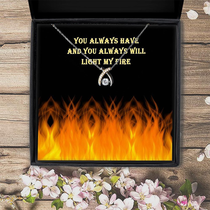 You Always Have Light My Fire Gift For Wife  Wishbone Dancing Necklace
