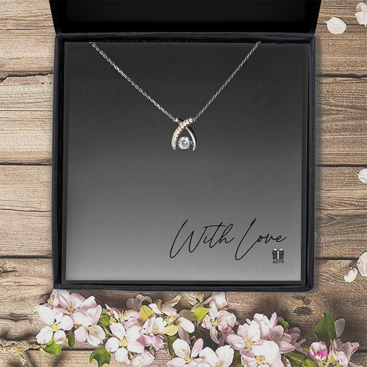 With Love Black And White Gradient Gift For Her Gift For Her  Wishbone Dancing Necklace