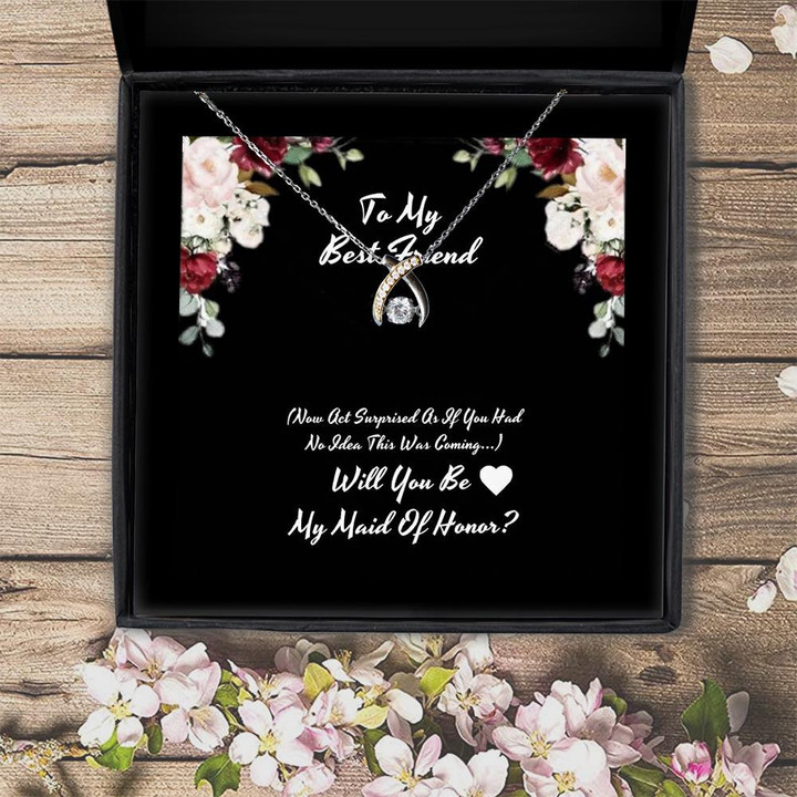 Will You Be My Maid Of Honor Gift For Friend Wishbone Dancing Necklace