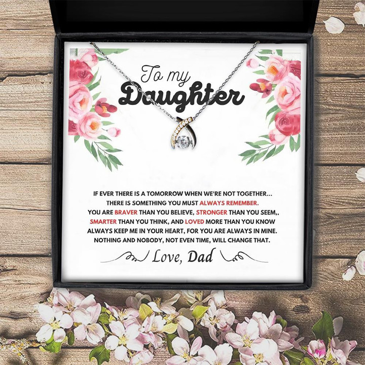 When We're Not Together Gift For Daughter Wishbone Dancing Necklace