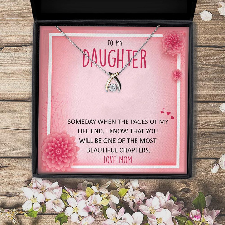 When The Pages Of My Life End Gift For Daughter Wishbone Dancing Necklace