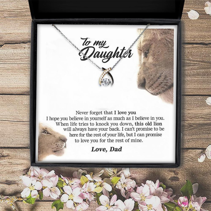 When Life Tries To Knock You Down Gift For Daughter Wishbone Dancing Necklace