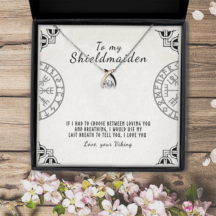 Viking Gift For Shieldmaiden I Love You Gift For Her  Wishbone Dancing Necklace