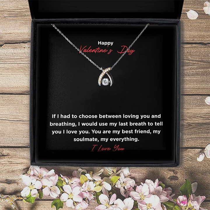 Use My Last Breath To Tell Gift For Wife  Wishbone Dancing Necklace