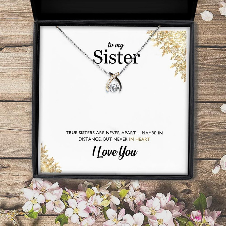 True Sister Are Never Apart For Sister Wishbone Dancing Necklace