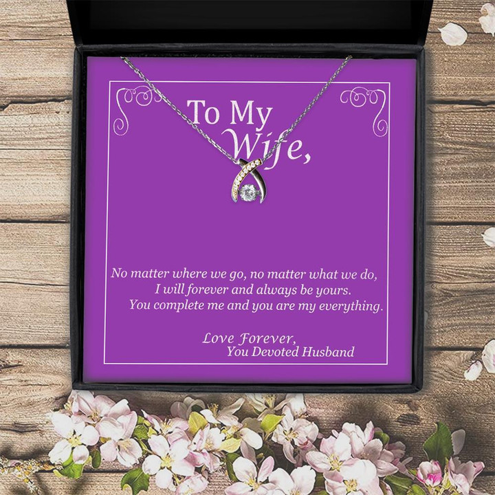 Gift For Wife You Complete Me And You Are My Everything  Wishbone Dancing Necklace