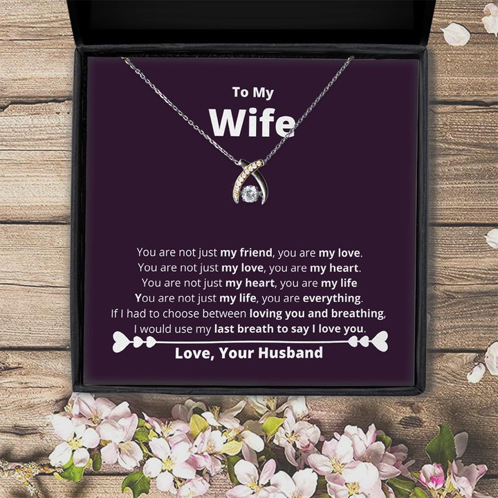 Gift For Wife You Are My Everything Husband Gift For Her  Wishbone Dancing Necklace