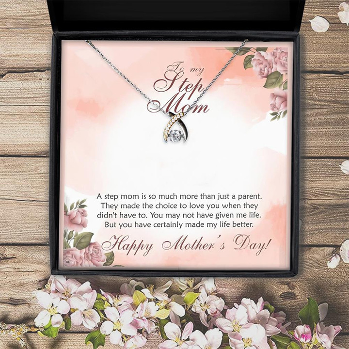 Gift For Mom Step Mom Love You Always Wishbone Dancing Necklace