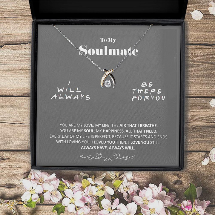 To My Soulmate You Are My Love Gift For Her  Wishbone Dancing Necklace