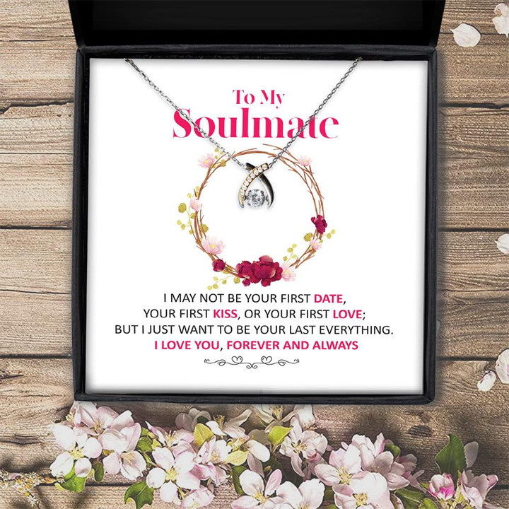 To My Soulmate I Love You Forever Gift For Her Gift For Her  Wishbone Dancing Necklace