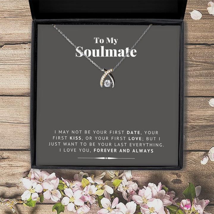 To My Soulmate I Love You Forever And Always Gift For Her  Wishbone Dancing Necklace