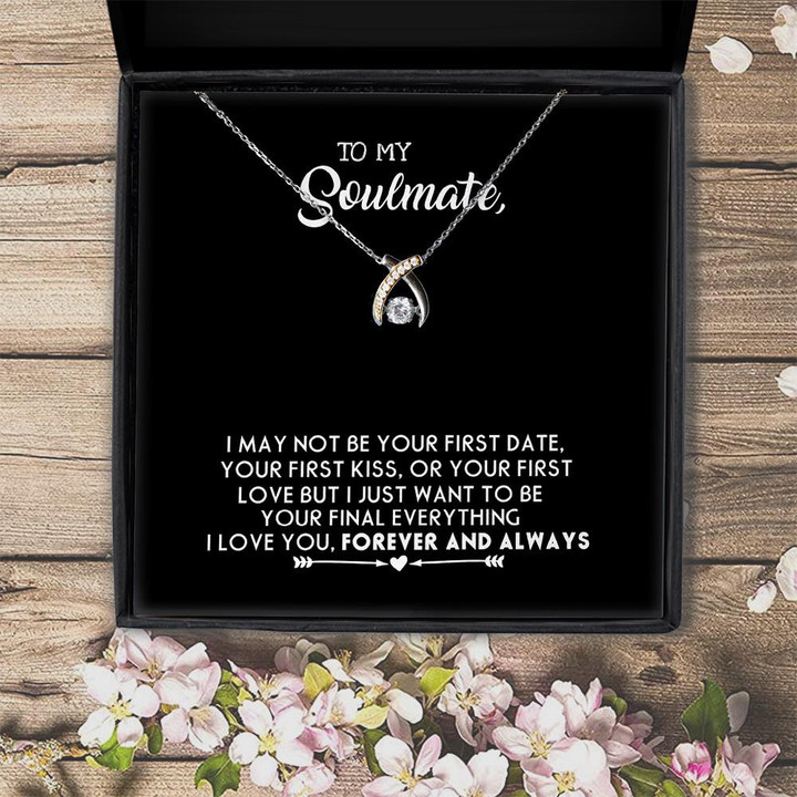 To My Soulmate Final Everything Gift Gift For Her  Wishbone Dancing Necklace