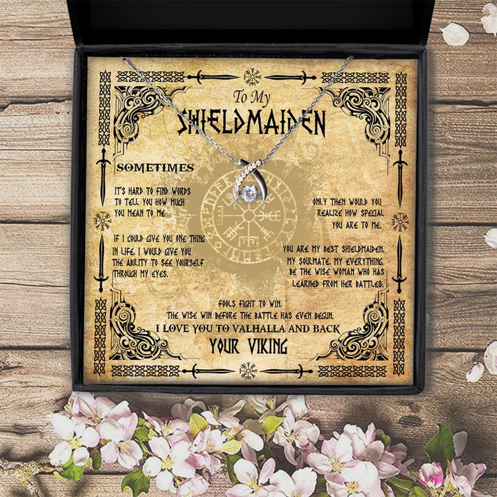 For Shieldmaiden I Love You To Valhalla And Back Viking Gift Gift For Her  Wishbone Dancing Necklace