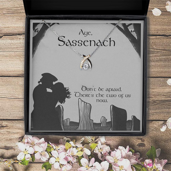 To My Sassenach There's The Two Of Us Now Wishbone Dancing Necklace