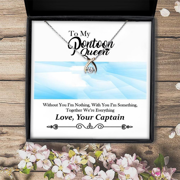 To My Pontoon Queen With You I'm Something Wishbone Dancing Necklace