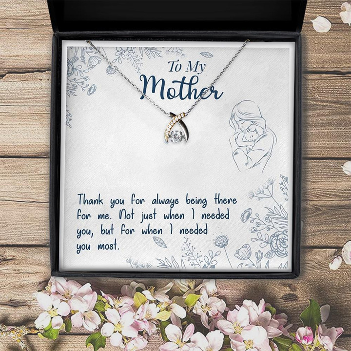To My Mother Thanks For Always Being There For Me Wishbone Dancing Necklace Gift For Mom