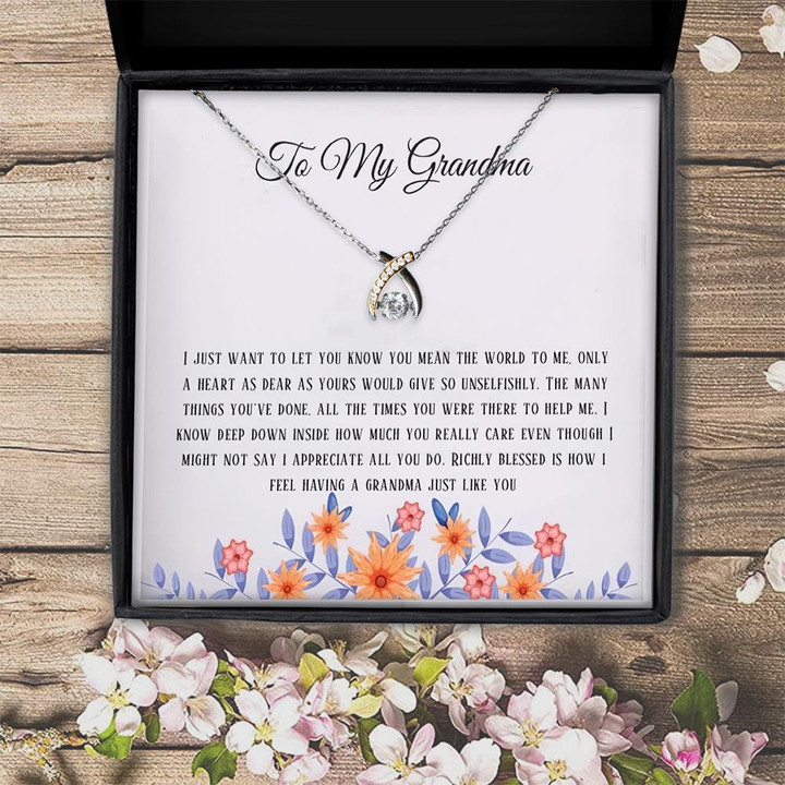 To My Grandma I Just Want To Let You Know You Mean The World To Me Gift For Grandma Wishbone Dancing Necklace